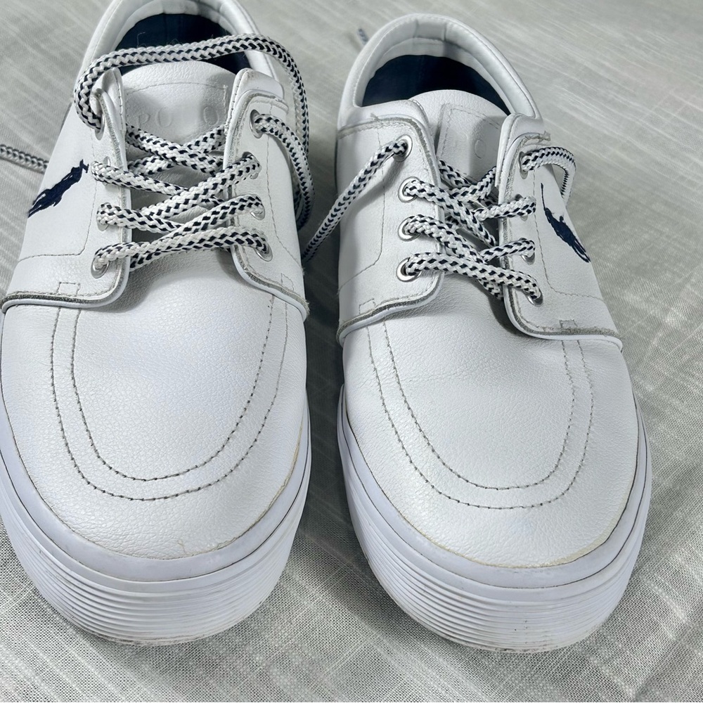 **SOLD**Polo Ralph Lauren Faxon Low White Genuine Leather lace up Mens shoes - Picture 9 of 16